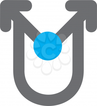 Royalty Free Clipart Image of a Horseshoe With Two Arrows and a Blue Dot