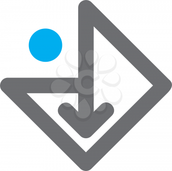 Royalty Free Clipart Image of an Arrow and Blue Dot