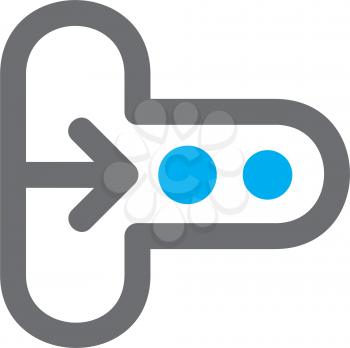 Royalty Free Clipart Image of Blue Dots and an Arrow