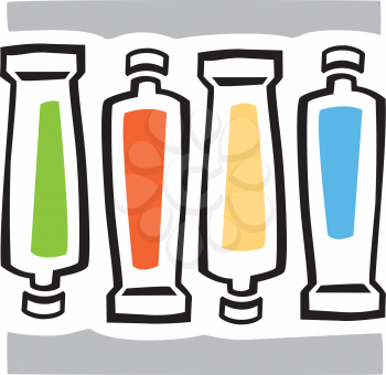 Royalty Free Clipart Image of Paint Tubes