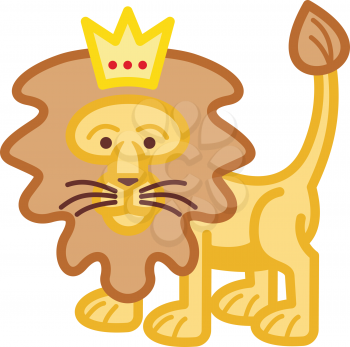 Royalty Free Clipart Image of a Lion With a Crown