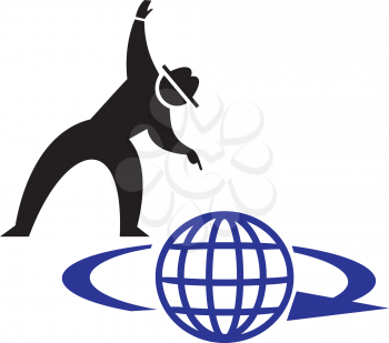 Royalty Free Clipart Image of a Silhouette and a Globe