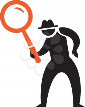 Royalty Free Clipart Image of a Silhouette With a Magnifying Glass