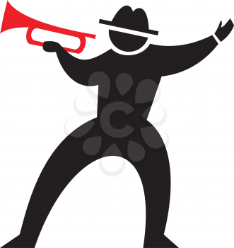 Royalty Free Clipart Image of a Silhouette With a Horn