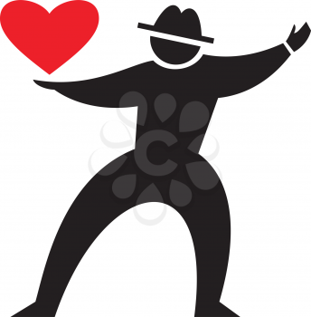 Royalty Free Clipart Image of a Silhouette With a Heart