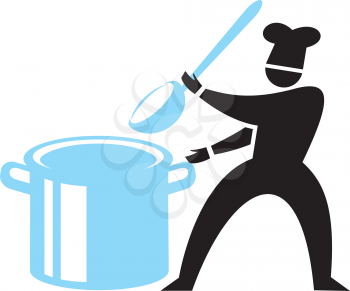Royalty Free Clipart Image of a Silhouette at a Pot