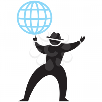 Royalty Free Clipart Image of a Silhouette With a Globe