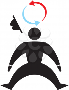 Royalty Free Clipart Image of a Silhouette With Arrows Over Its Head