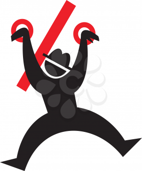 Royalty Free Clipart Image of a Man Climbing Red Rings