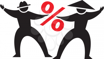 Royalty Free Clipart Image of Men With a Percentage Symbol