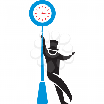 Royalty Free Clipart Image of a Man at a Clock