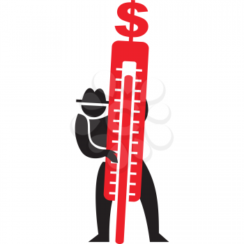 Royalty Free Clipart Image of a Man With a Fundraiser Gauge