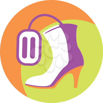 Royalty Free Clipart Image of a Boot With a Tag