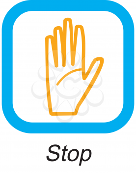 Royalty Free Clipart Image of a Stop Button With a Hand