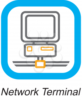Royalty Free Clipart Image of a Network Terminal Button
