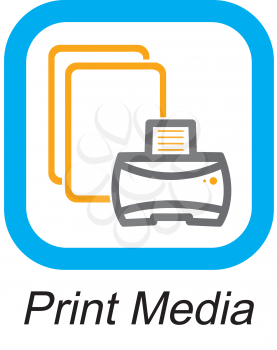 Royalty Free Clipart Image of a Print Media Button