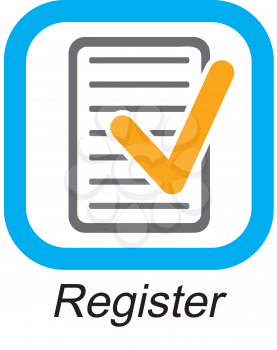 Royalty Free Clipart Image of a Register Button