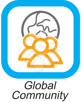 Royalty Free Clipart Image of a Global Community Button