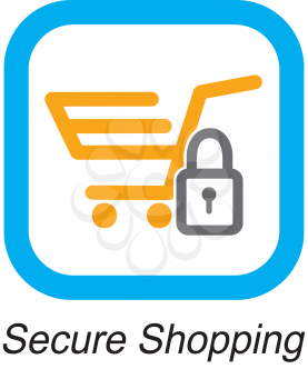 Royalty Free Clipart Image of a Secure Shopping Button