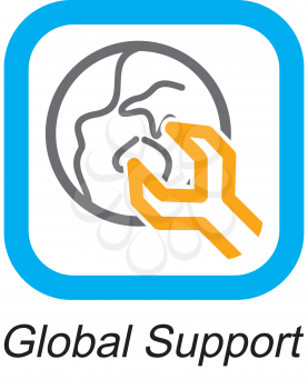 Royalty Free Clipart Image of a Global Support Button