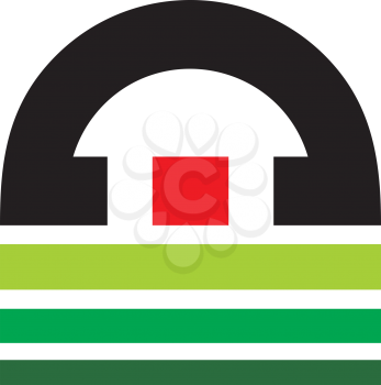 Royalty Free Clipart Image of a Green, Red and Black Design