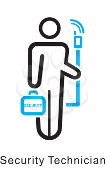 Royalty Free Clipart Image of a Security Technician