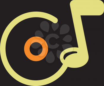 Royalty Free Clipart Image of a CD and Musical Note