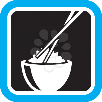 Royalty Free Clipart Image of a Bowl With Chopsticks