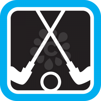 Royalty Free Clipart Image of Hockey Sticks and a Puck