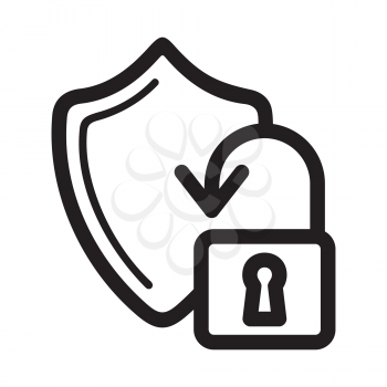 Royalty Free Clipart Image of a Shield and a Lock