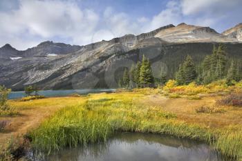  Bright precisely outlined northern mountains and brilliant lakes in Canada