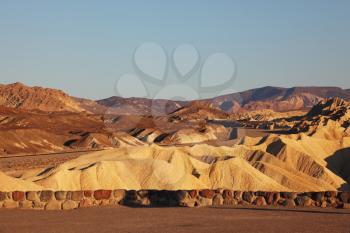 Royalty Free Photo of a Pink Sunset in Death Valley's Famous Zabriskie - Point