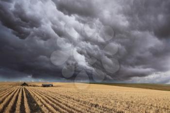 Huge thundercloud on fields of Montana