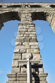 Aqueduct in the Spanish Segovia of times of Roman empire 