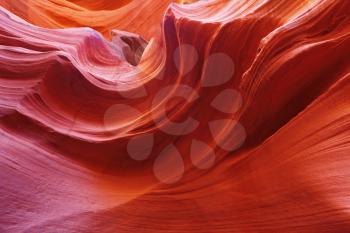 Fiery waves in the stone. The famous Antelope Canyon in the Navajo Indian Reservation. U.S
