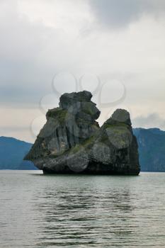 The world-famous rock islands Monkey Sawasdee Island in the Gulf of Thailand