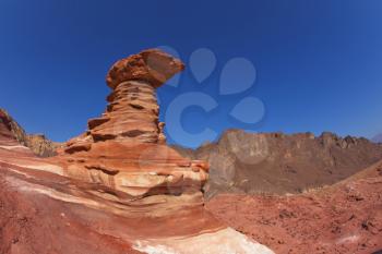 Freakish figure hoodoos of a natural origin Sphynx in ancient mountains Eilats, Israel