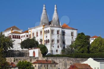The original architecture. Ancient Palace Museum in the resort town of Sintra, near Lisbon on