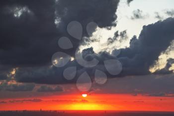 Fantastically beautiful sunset on the Mediterranean Sea.