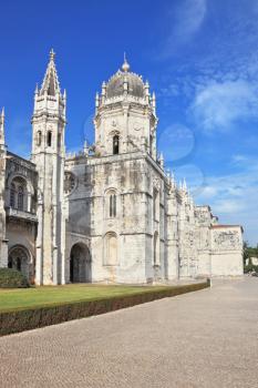 The main attraction of Lisbon - Jeronimos monastery on the bank of the River Tagus.
