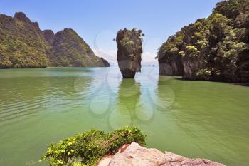 The magnificent island of James Bond. Island-vase in shallow lagoon of the southern seas. Thailand