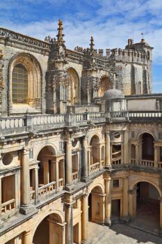  Beautifully decorated facades quadrangular palace, surrounding patio. The monastery-fortress of the Knights Templar.