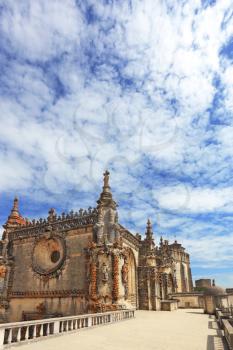 Beautifully preserved and restored monument of medieval architecture. Palace of the Knights Templar in Tomar. Portugal