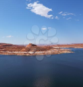 Superb huge and beautiful Lake Powell in the red desert of Utah and Arizona