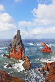  Picturesque colorful cliffs and islands.  The eastern tip of the island of Madeira