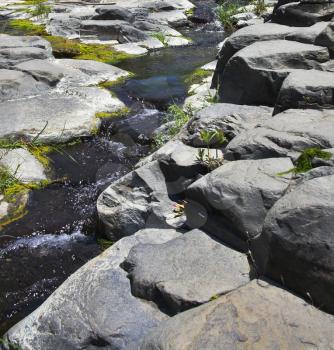 Granite channel of a drying up mountain stream in mountains of Israel 