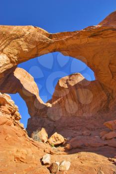  Freakish apertures in rocks of National park Arches in the USA