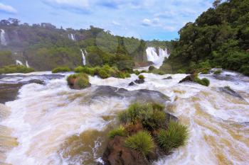 Waterfalls in Brazil. Fantastically spectacular boiling and thundering waterfalls of Iguazu. The picture was taken Fisheye lens