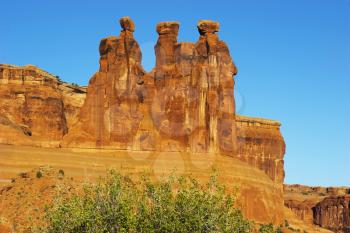  A fantastic landscape in National park  Arches  in the USA