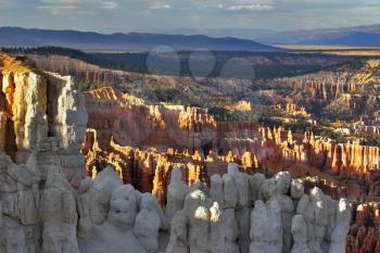 The well-known white rocks in Bryce canyon in state of Utah USA